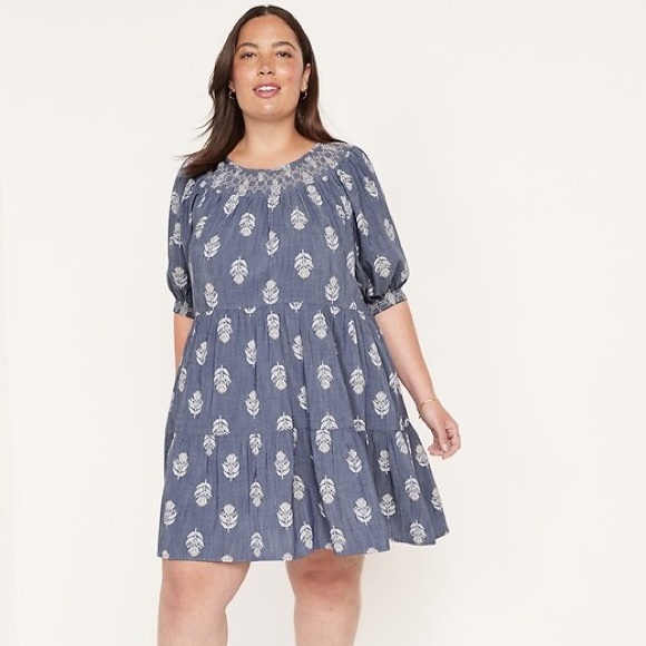 Old Navy Puffed Sleeve Tiered Swing Dress - Picture 2 of 12